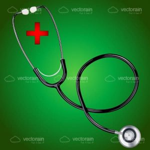 Stethoscope with red  cross